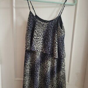 Nylon 76 Leopard Print Flounce Midi Dress